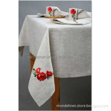 Floral Printing Linen Table Cloth with Napkins (TC-004)